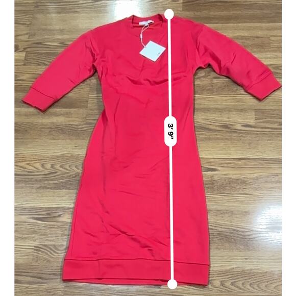Tibi Midi Red Open Back terry Sweatshirt Dress small - Picture 7 of 14